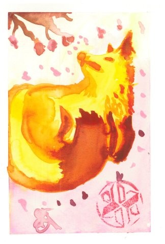 Jumping Fox (watercolor)